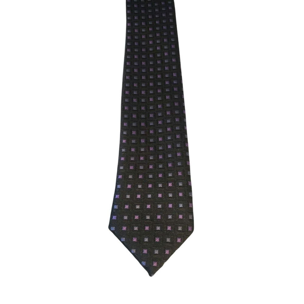 Monte Cristo Handmade Mens Necktie Designer Black Purple Geometric Skinny Preppy
